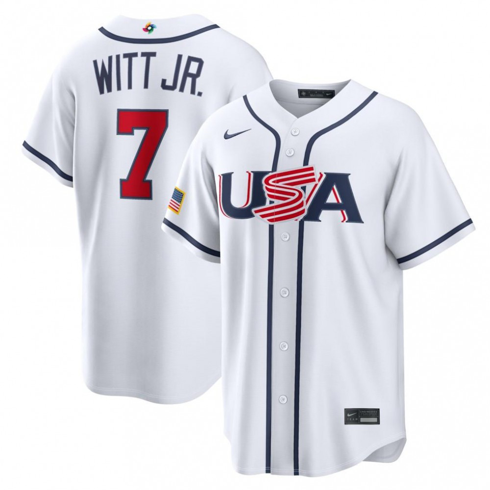 Bobby Witt Jr. USA Baseball 2026 World Baseball Classic Home Stadium Jersey - White-Pro Kit Vault | Brand New 26/27 Sports Jerseys
